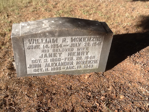 Photo of headstones/William R McKenzie 1854-1941 hdstn Oak River White Bank Lea Cem Mb